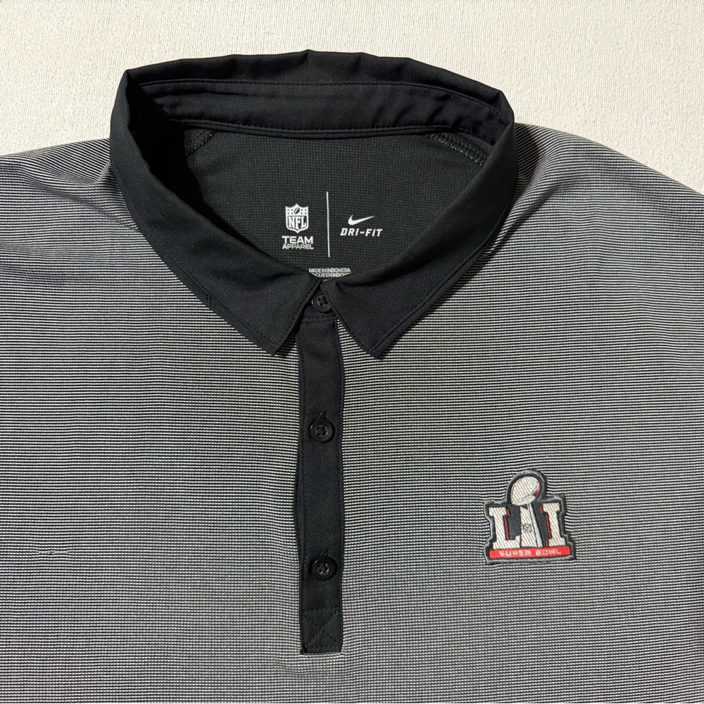 Nike NFL Super Bowl LI 51 Mens Large Polo Gray Dri-Fit Short Sleeve Shirt